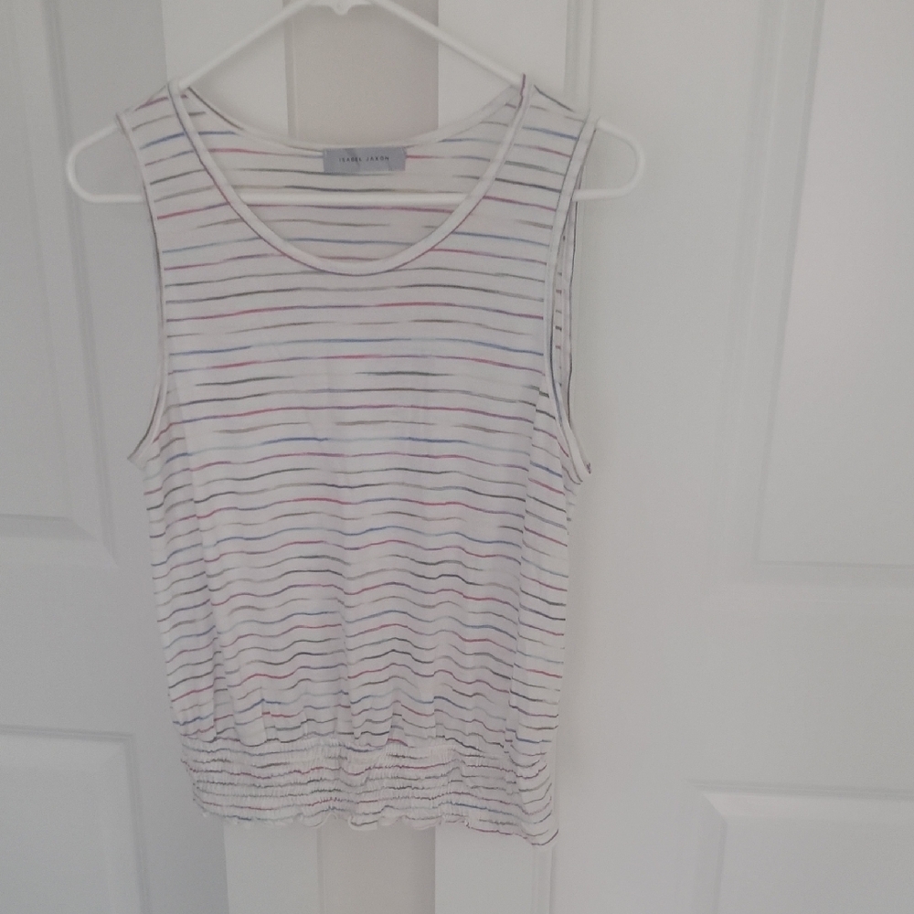 Chic Striped Tank Top in White and Multicolor